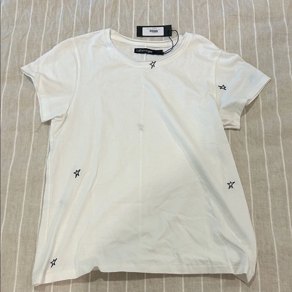 catherinegee White Embroidered Star Tee